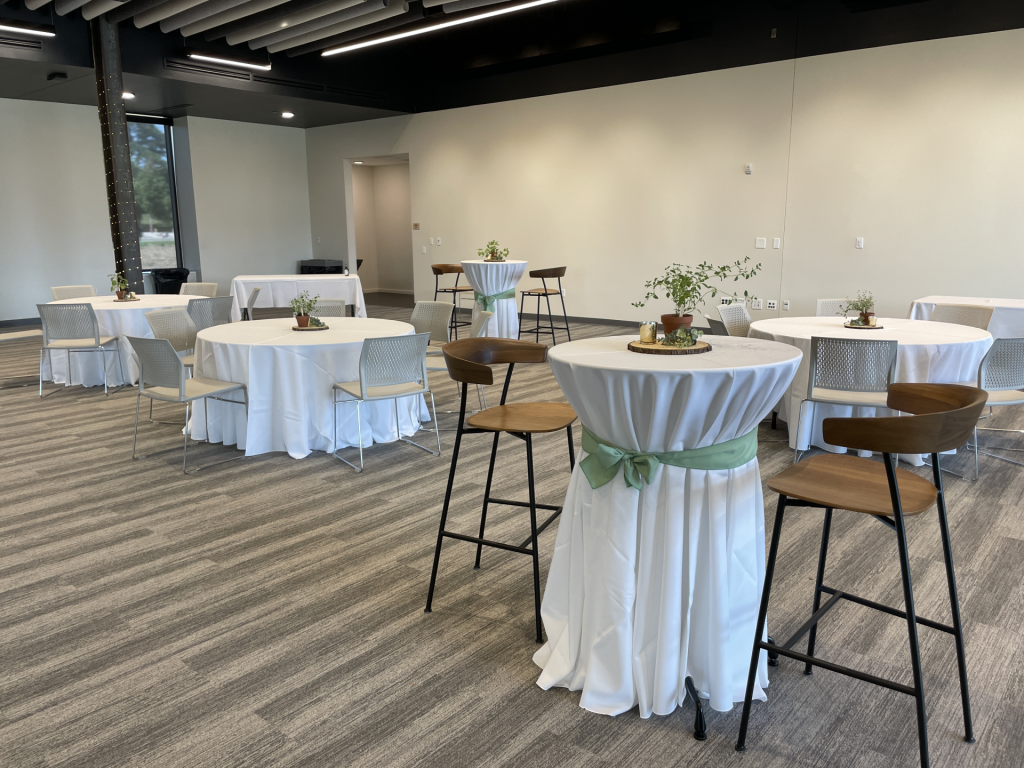 Blue Events Center Tables Dressed